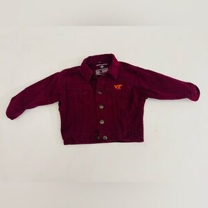 Unisex size 2T Virginia Tech VT maroon jean jacket size 2T